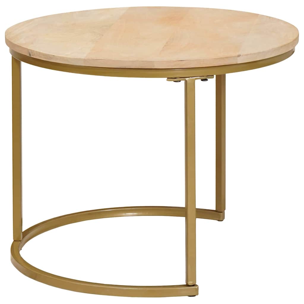vidaXL Nesting Coffee Tables 3 pcs Brown Solid Mango Wood and Steel