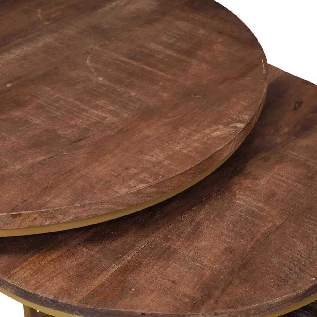 vidaXL Nesting Coffee Tables 3 pcs Solid Mango Wood and Steel