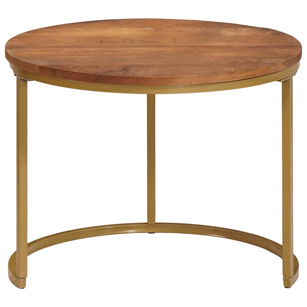 vidaXL Nesting Coffee Tables 3 pcs Solid Mango Wood and Steel