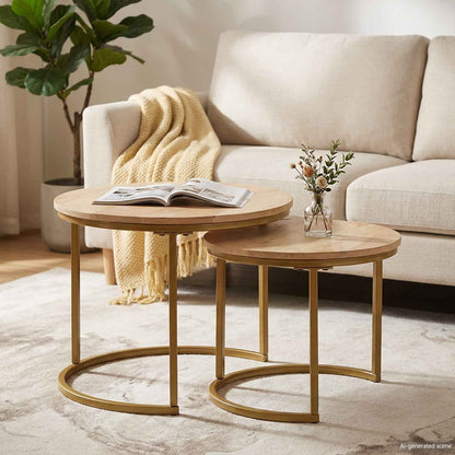 vidaXL Nesting Coffee Tables 2 pcs Brown Solid Mango Wood and Steel