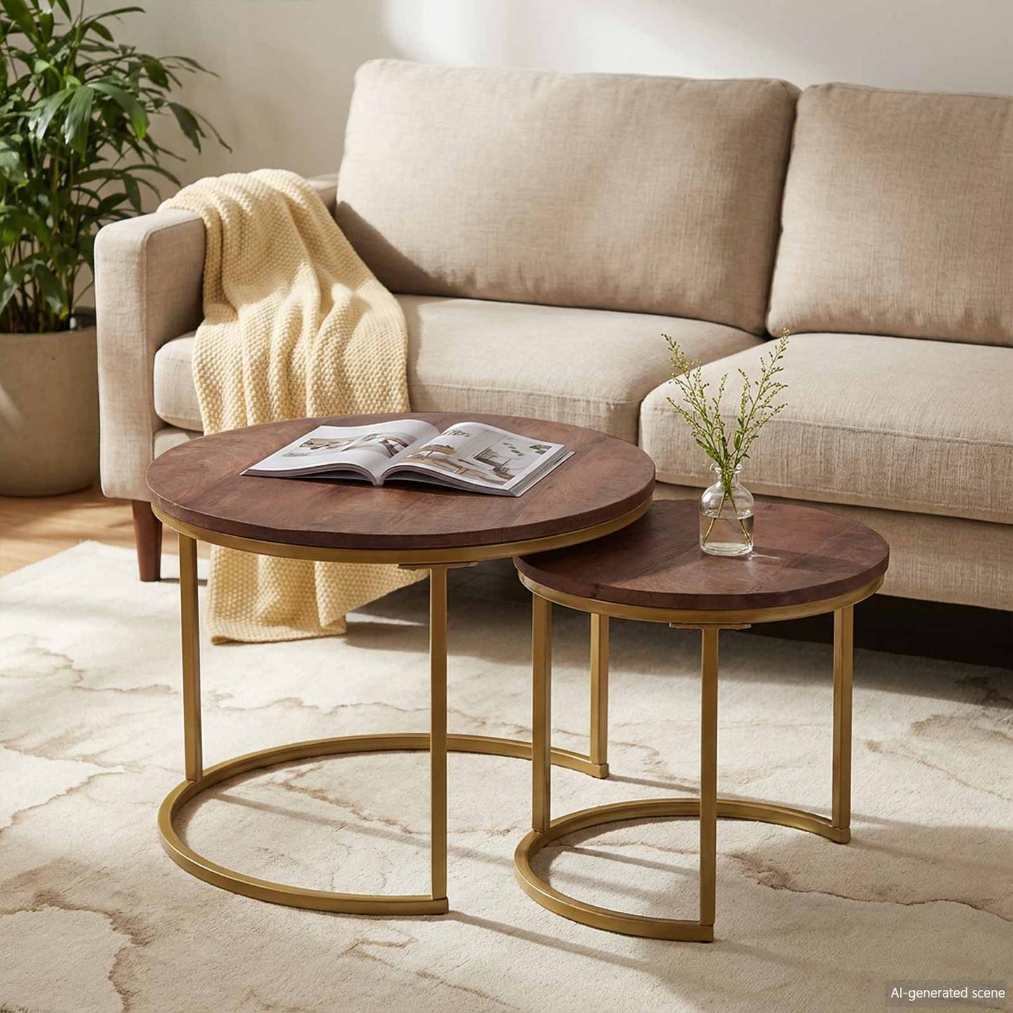 vidaXL Nesting Coffee Tables 2 pcs Solid Mango Wood and Steel