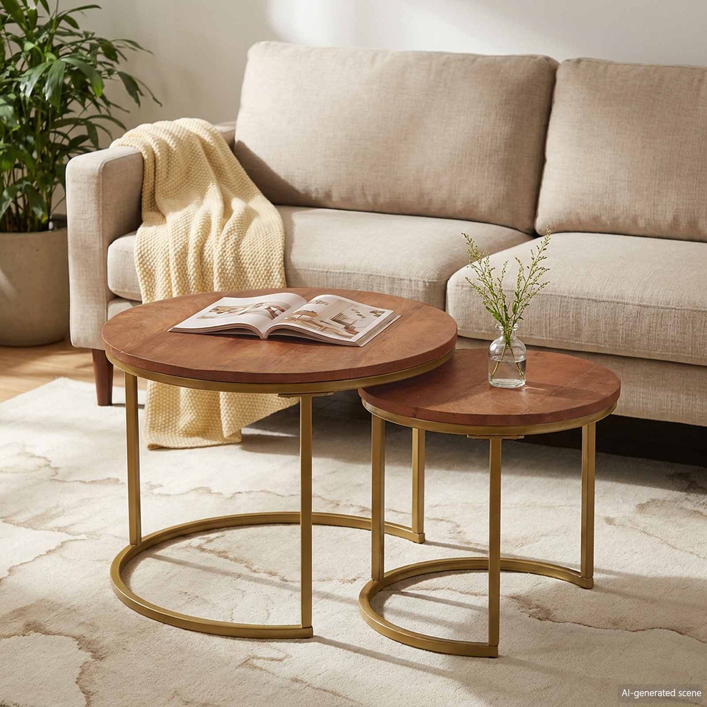 vidaXL Nesting Coffee Tables 2 pcs Solid Mango Wood and Steel