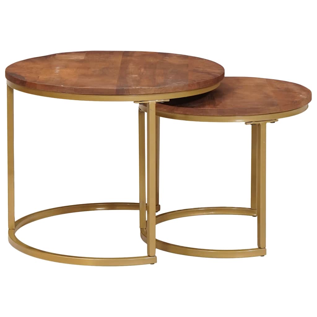 vidaXL Nesting Coffee Tables 2 pcs Solid Mango Wood and Steel