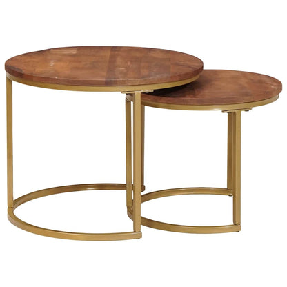 vidaXL Nesting Coffee Tables 2 pcs Solid Mango Wood and Steel