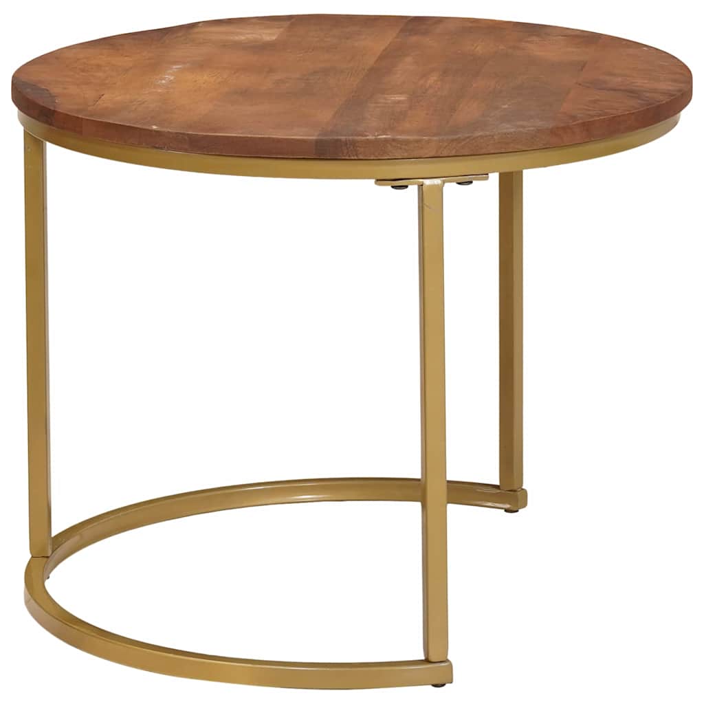 vidaXL Nesting Coffee Tables 2 pcs Solid Mango Wood and Steel