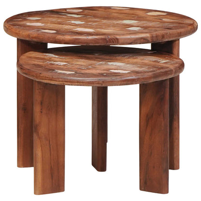 vidaXL Nesting Coffee Tables 2 pcs Multicolour Solid Reclaimed Wood