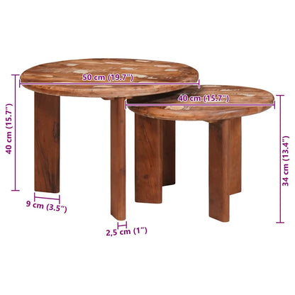 vidaXL Nesting Coffee Tables 2 pcs Multicolour Solid Reclaimed Wood