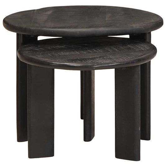 vidaXL Nesting Coffee Tables 2 pcs White Solid Mango Wood
