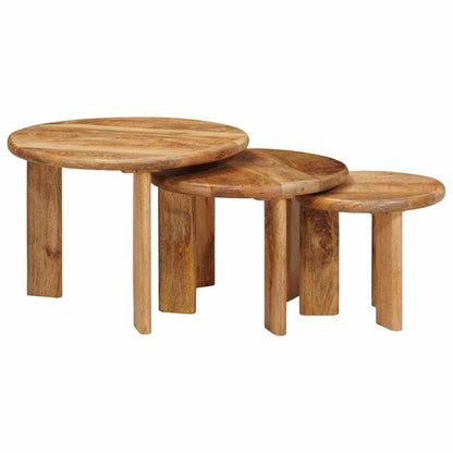 vidaXL Nesting Coffee Tables 3 pcs Brown Solid Mango Wood