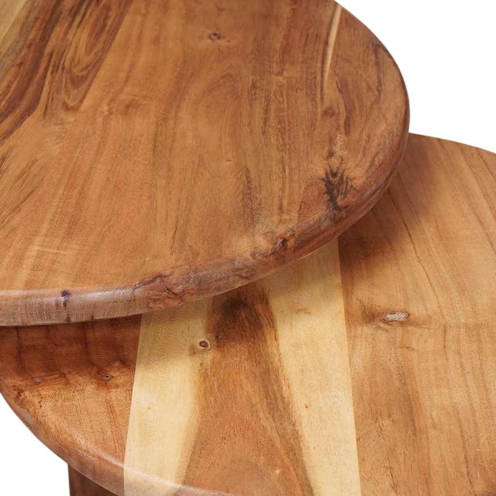 vidaXL Nesting Coffee Tables 3 pcs Brown Solid Acacia Wood