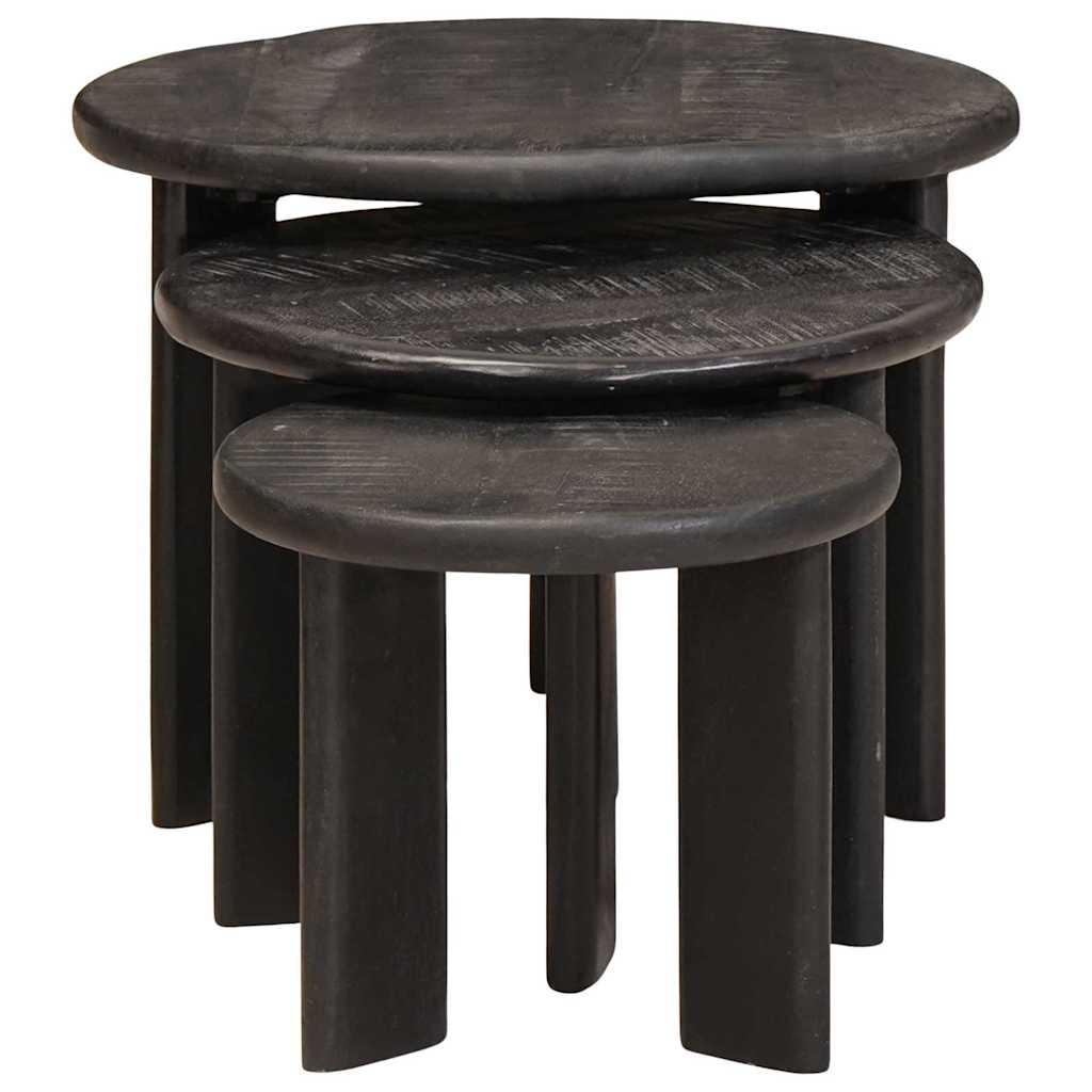 vidaXL Nesting Coffee Tables 3 pcs White Solid Mango Wood