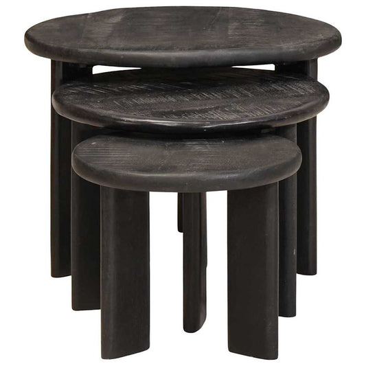 vidaXL Nesting Coffee Tables 3 pcs White Solid Mango Wood