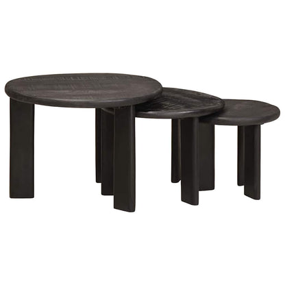 vidaXL Nesting Coffee Tables 3 pcs White Solid Mango Wood