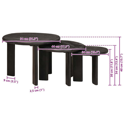 vidaXL Nesting Coffee Tables 3 pcs White Solid Mango Wood