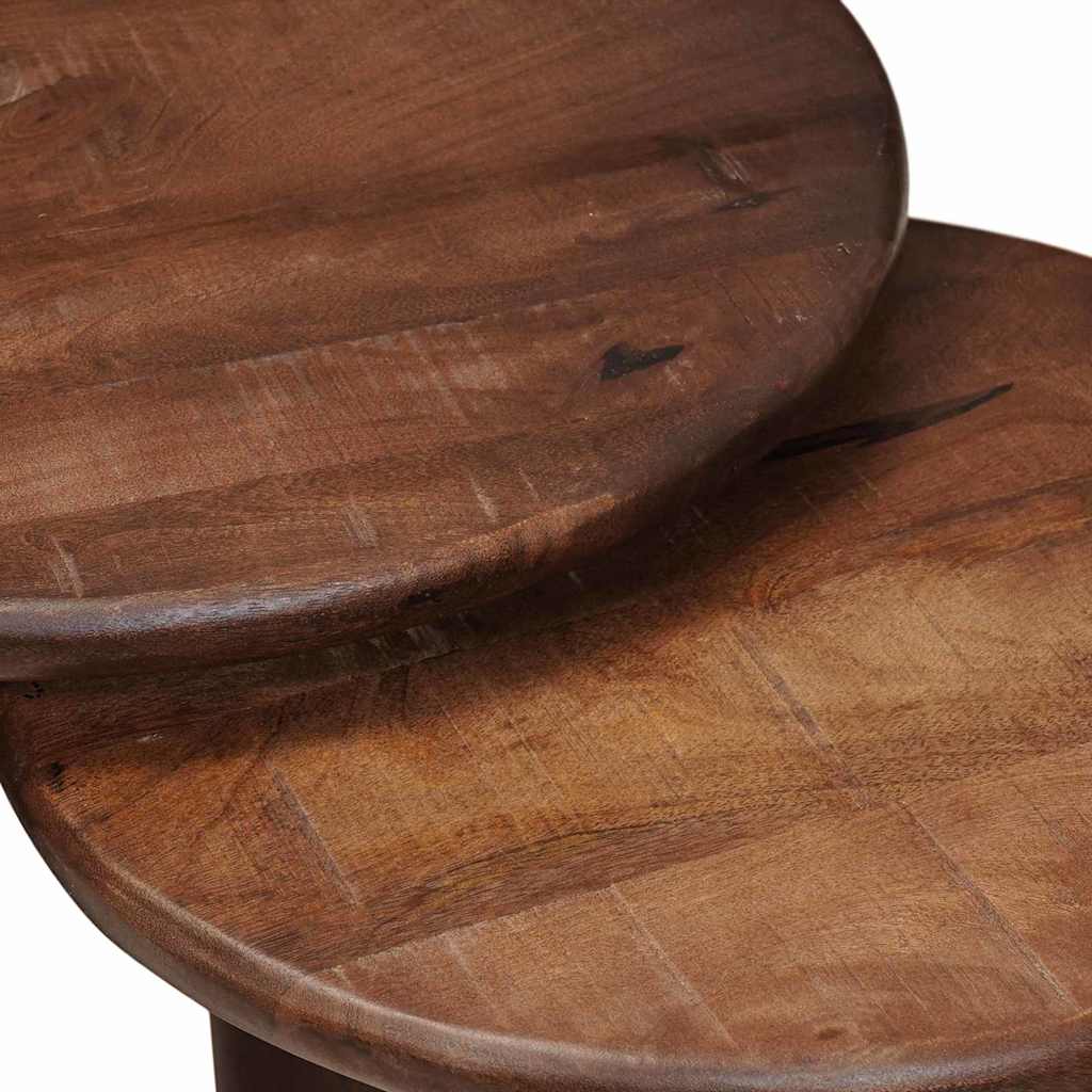 vidaXL Nesting Coffee Tables 3 pcs Dark Brown Solid Mango Wood