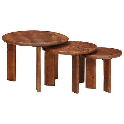 vidaXL Nesting Coffee Tables 3 pcs Honey Brown Solid Mango Wood