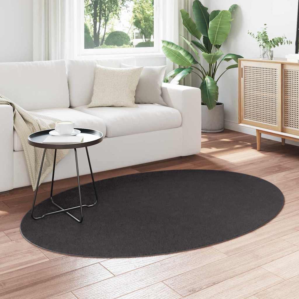 vidaXL Area Rugs Oval HUARTE Anthracite 120 x 170 cm 100% Polyester