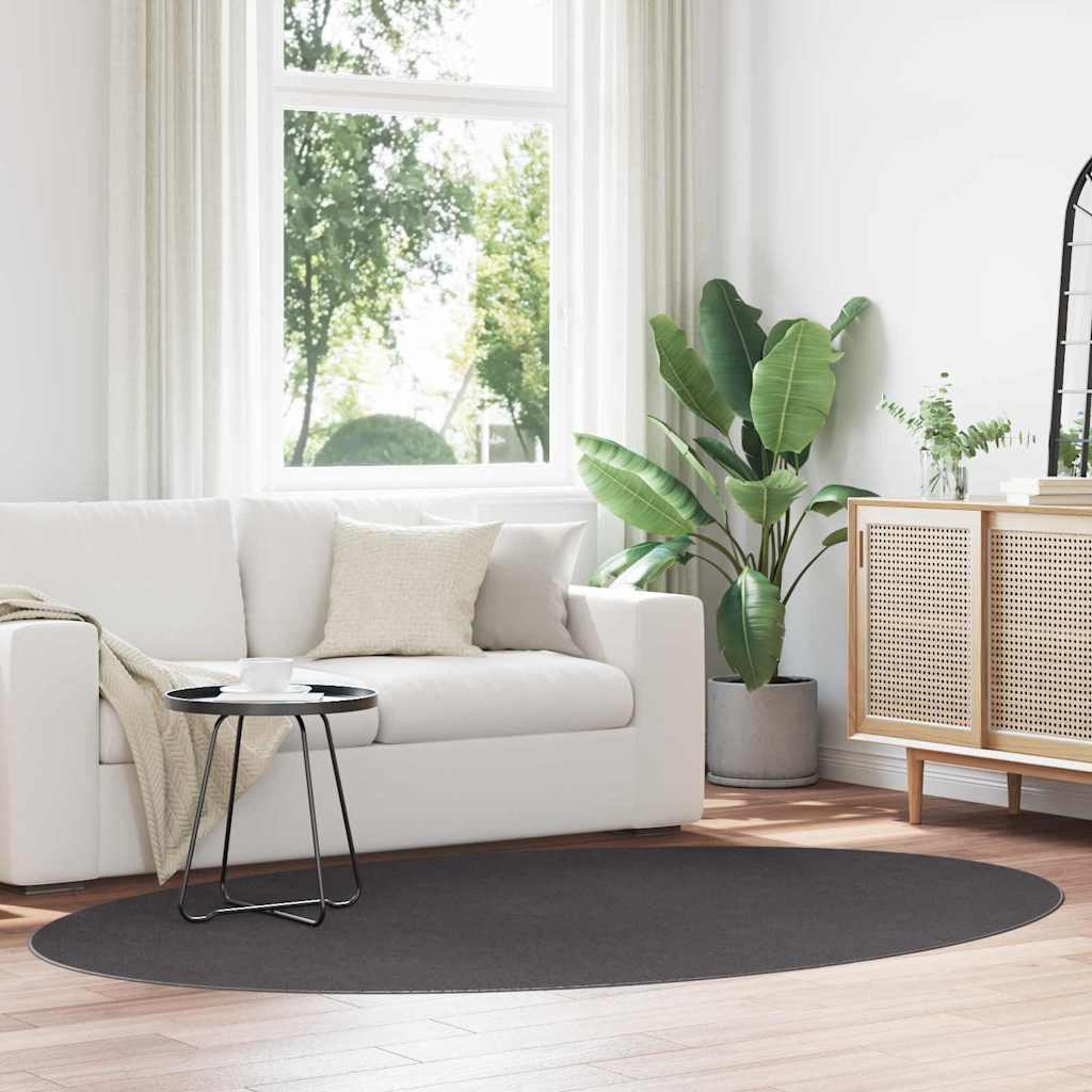vidaXL Area Rugs Oval HUARTE Anthracite 160 x 230 cm 100% Polyester