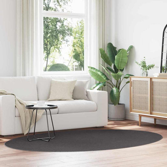 vidaXL Area Rugs Oval HUARTE Anthracite 160 x 230 cm 100% Polyester
