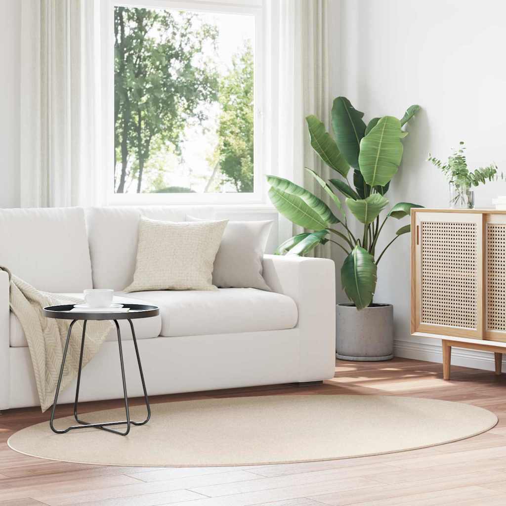 vidaXL Area Rugs Oval HUARTE Beige 140 x 200 cm 100% Polyester
