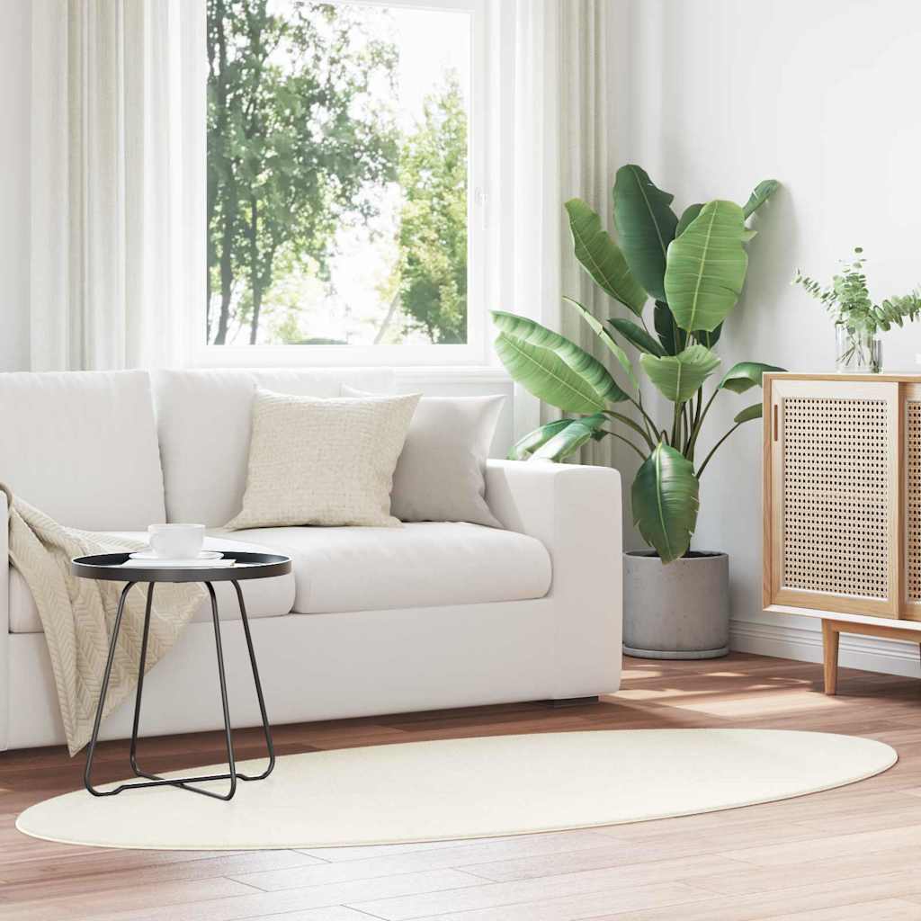 vidaXL Area Rugs Oval HUARTE Cream 100 x 200 cm 100% Polyester