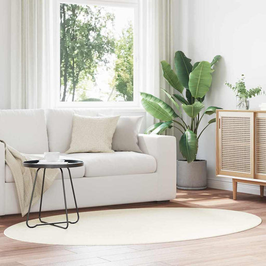 vidaXL Area Rugs Oval HUARTE Cream 140 x 200 cm 100% Polyester