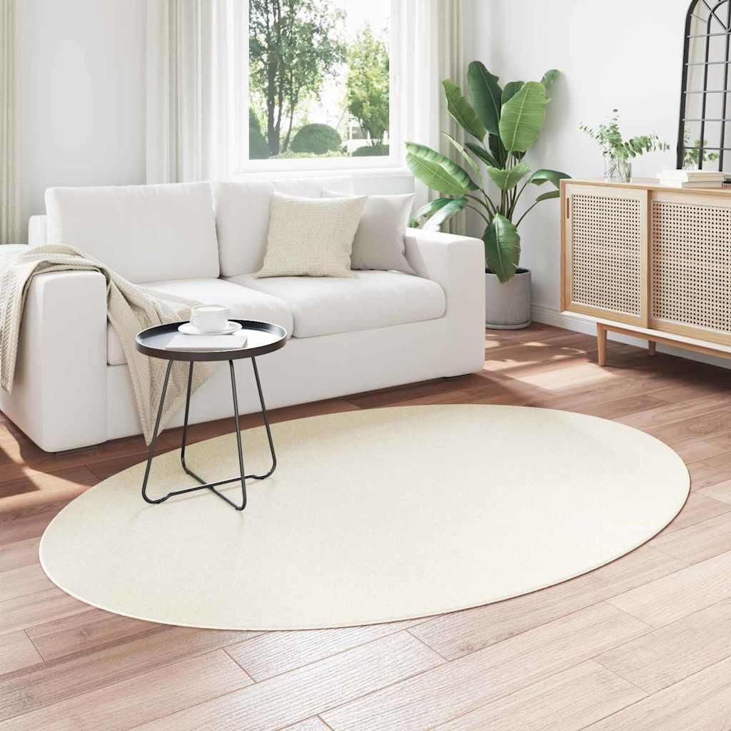 vidaXL Area Rugs Oval HUARTE Cream 140 x 200 cm 100% Polyester