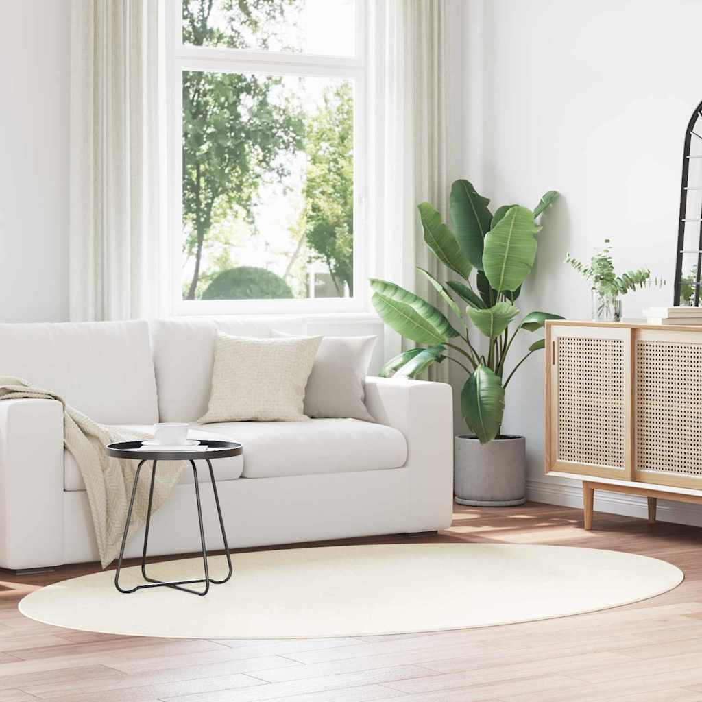 vidaXL Area Rugs Oval HUARTE Cream 160 x 230 cm 100% Polyester