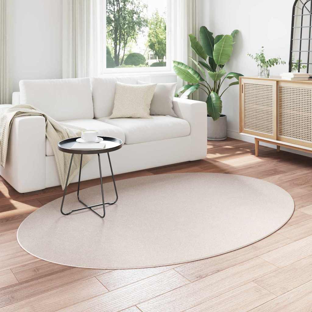 vidaXL Area Rugs Oval HUARTE Sand 140 x 200 cm 100% Polyester