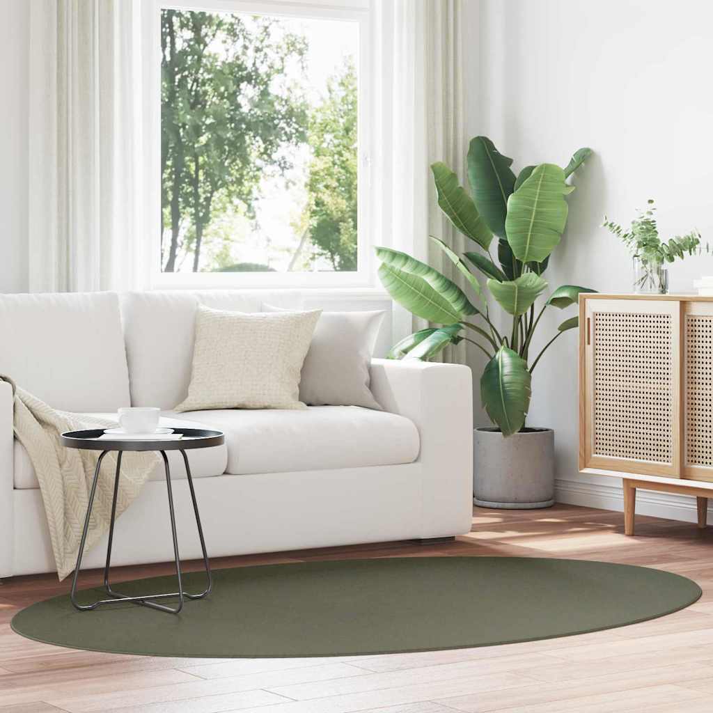 vidaXL Area Rugs Oval HUARTE Forest Green 140 x 200 cm 100% Polyester
