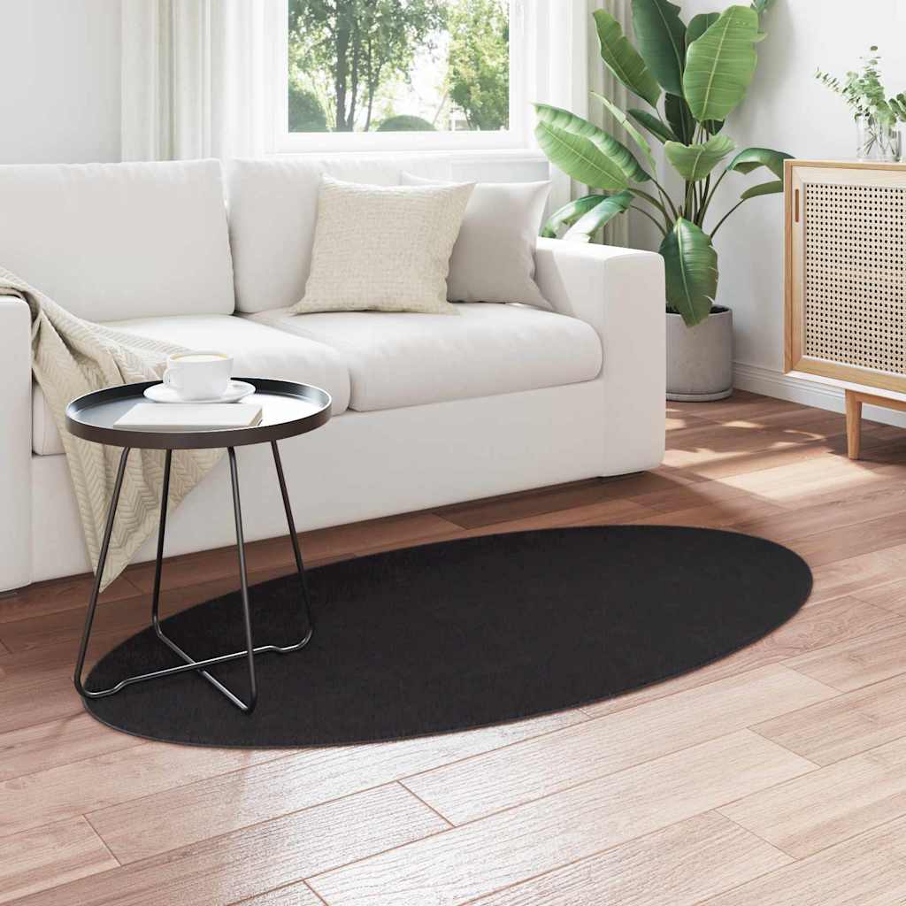 vidaXL Area Rugs Oval HUARTE Black 80 x 150 cm 100% Polyester