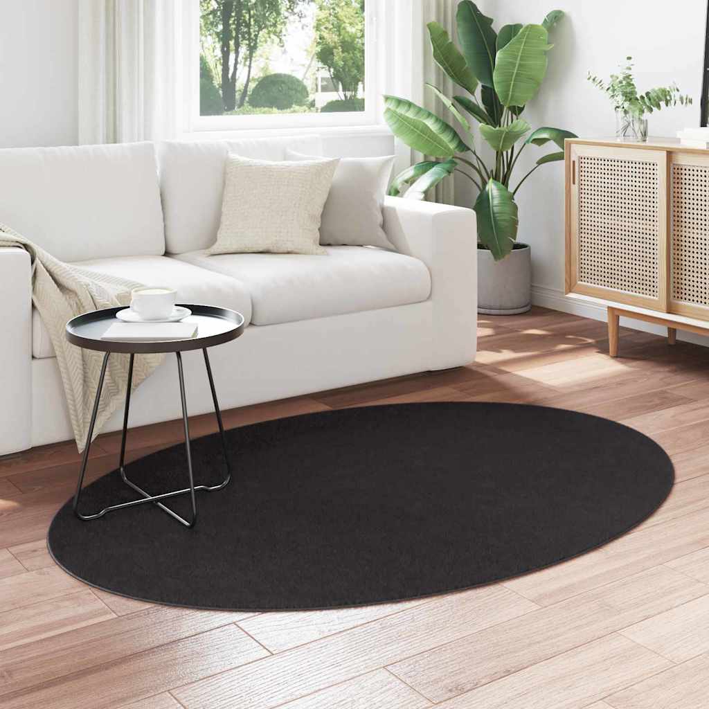 vidaXL Area Rugs Oval HUARTE Black 120 x 170 cm 100% Polyester