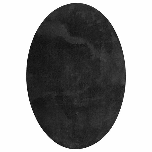 vidaXL Area Rugs Oval HUARTE Black 120 x 170 cm 100% Polyester