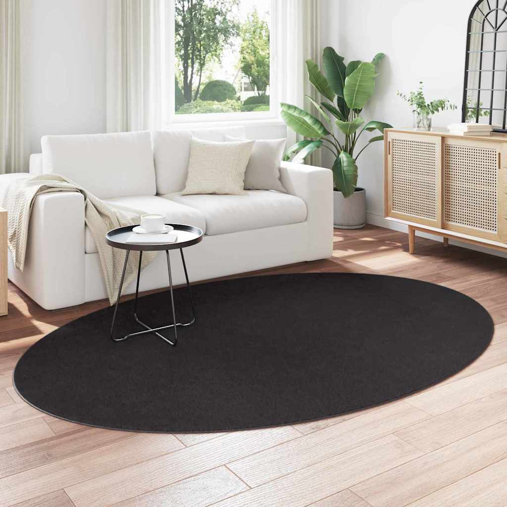 vidaXL Area Rugs Oval HUARTE Black 160 x 230 cm 100% Polyester