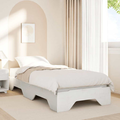 vidaXL Bed Frame | White | Solid pine wood, Plywood slats | Single |  Stackable