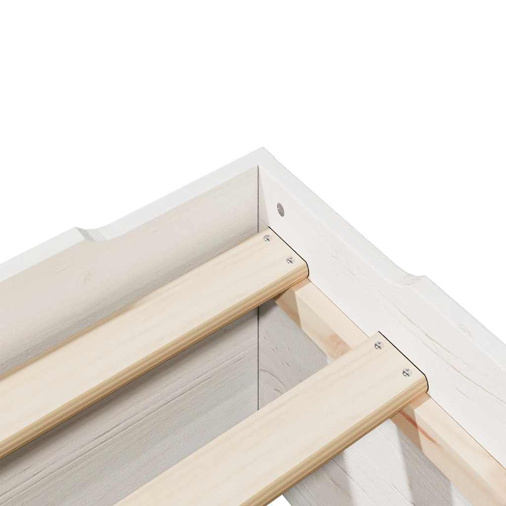 vidaXL Bed Frame | White | Solid pine wood, Plywood slats | Single |  Stackable