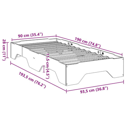 vidaXL Bed Frame | White | Solid pine wood, Plywood slats | Single |  Stackable