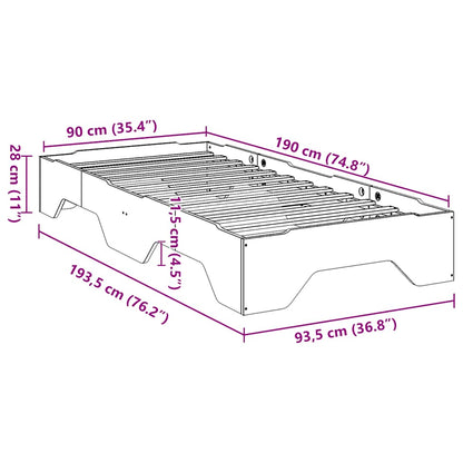 vidaXL Bed Frame No Mattress Stackable White 90x190 cm Single Solid Wood