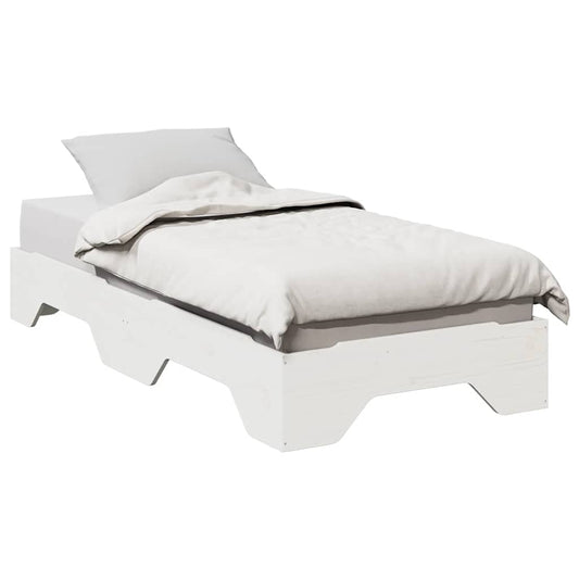 vidaXL Bed Frame No Mattress Stackable White 90x190 cm Single Solid Wood