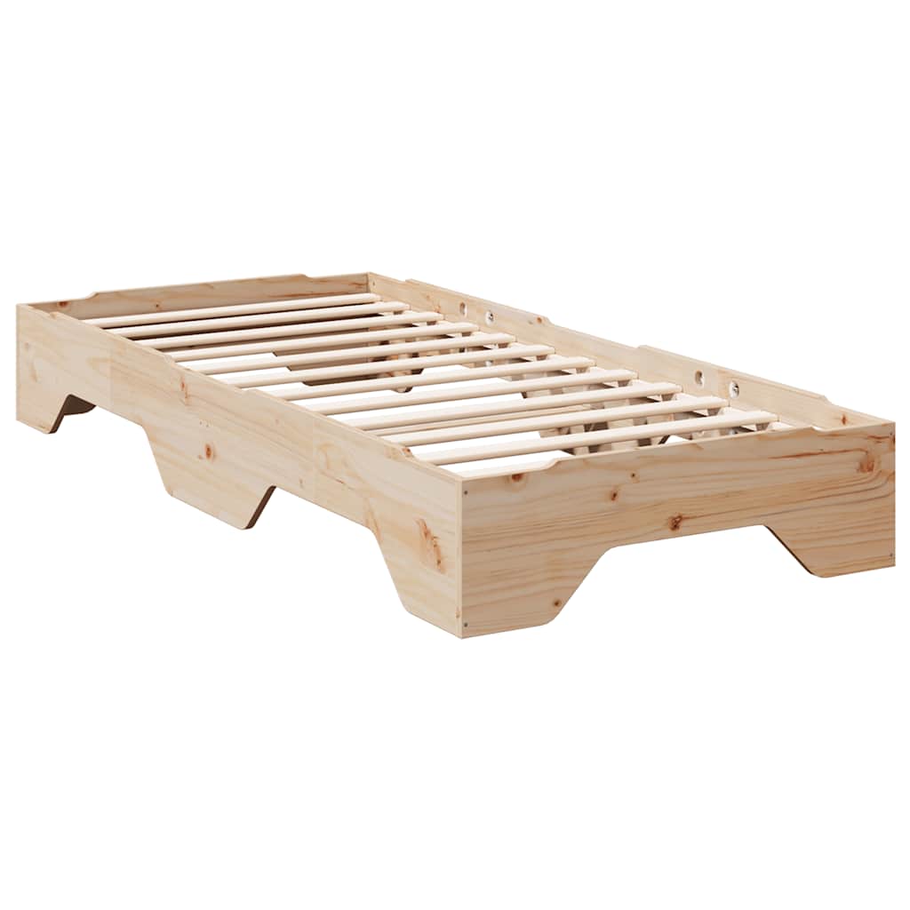 vidaXL Bed Frame No Mattress Stackable 75x190 cm Small Single Solid Wood