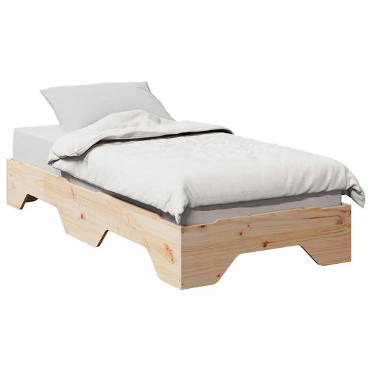 vidaXL Bed Frame No Mattress Stackable 75x190 cm Small Single Solid Wood