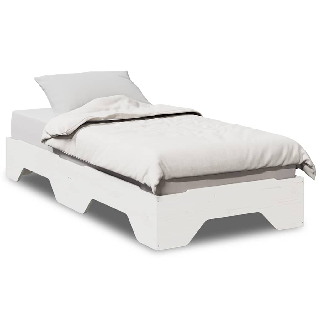 vidaXL Bed Frame No Mattress Stackable White 75x190 cm Small Single Solid Wood