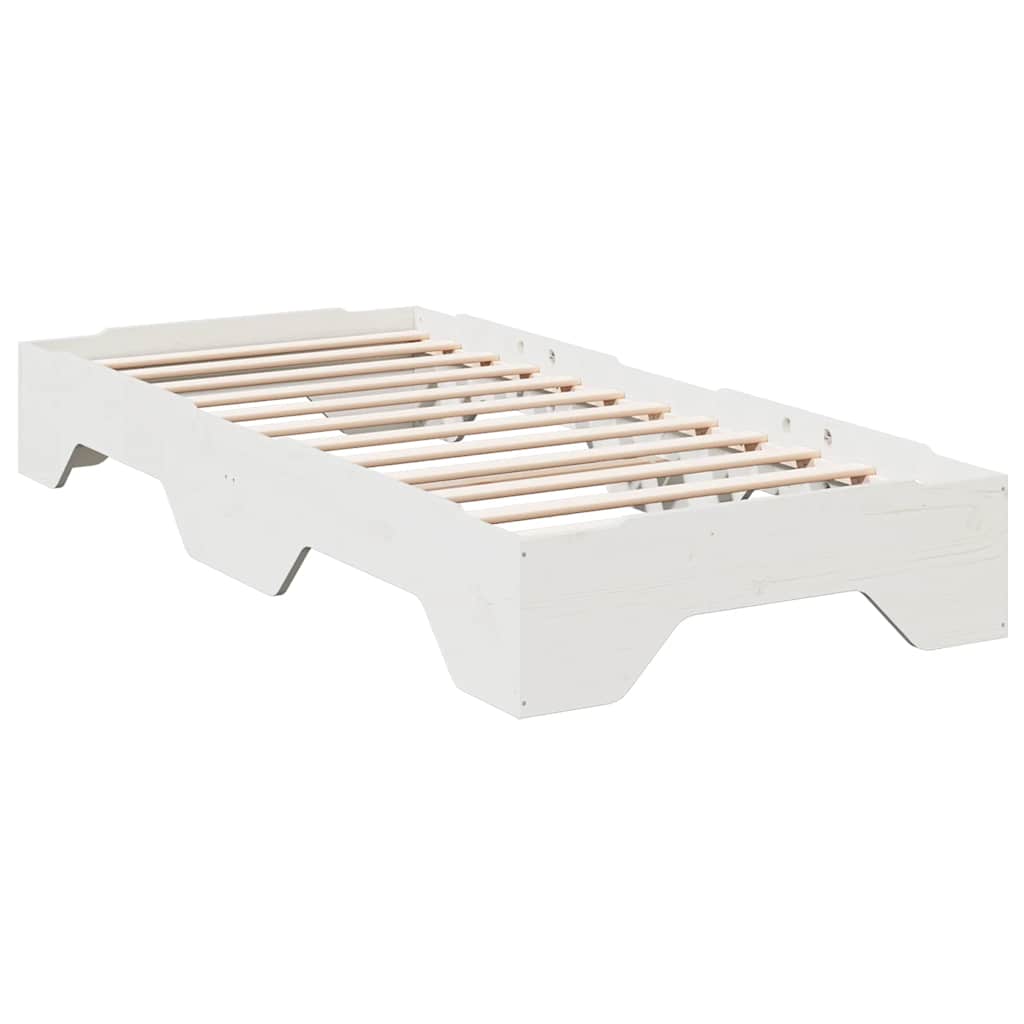 vidaXL Bed Frame No Mattress Stackable White 75x190 cm Small Single Solid Wood