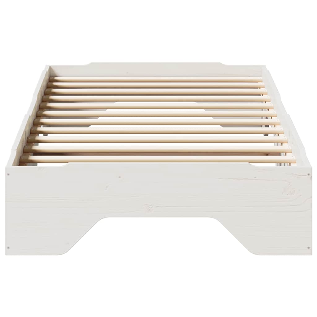 vidaXL Bed Frame No Mattress Stackable White 75x190 cm Small Single Solid Wood