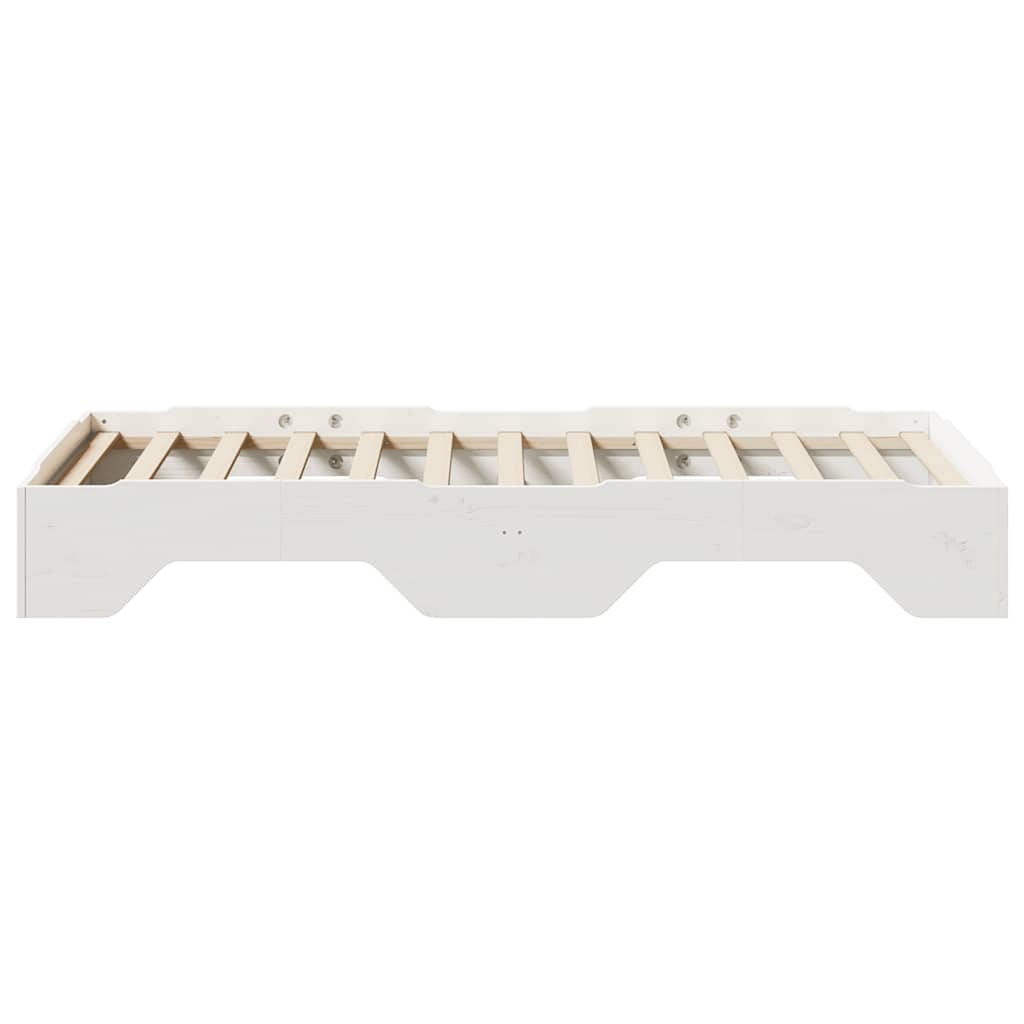 vidaXL Bed Frame No Mattress Stackable White 75x190 cm Small Single Solid Wood
