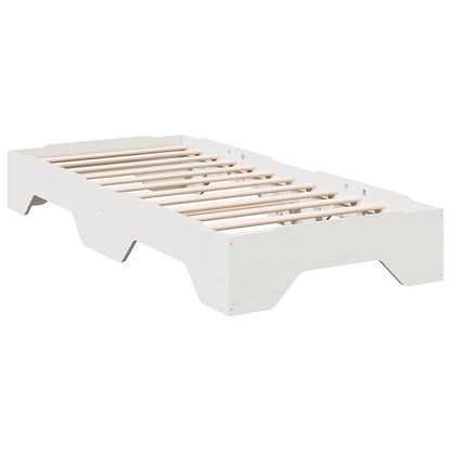 vidaXL Bed Frame No Mattress Stackable White 75x190 cm Small Single Solid Wood