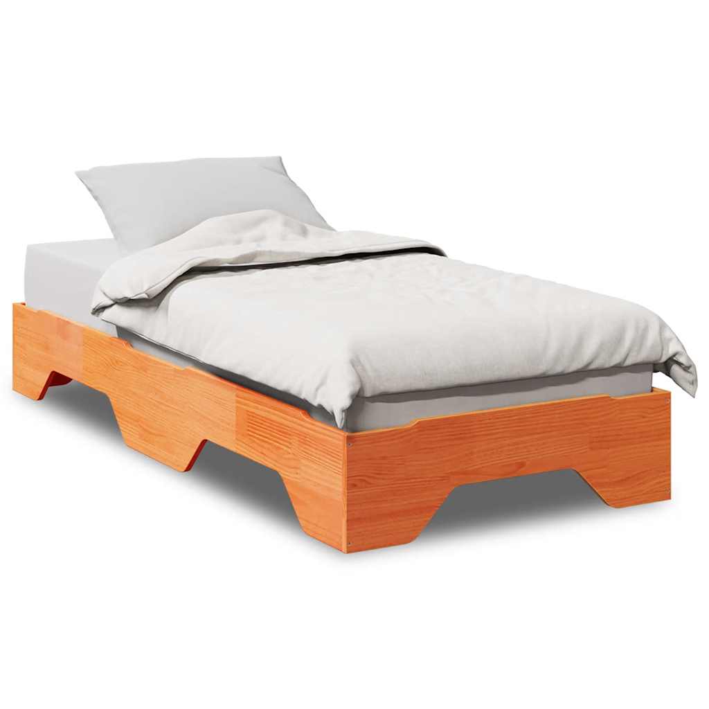 vidaXL Bed Frame No Mattress Stackable Wax Brown 75x190 cm Small Single Solid Wood