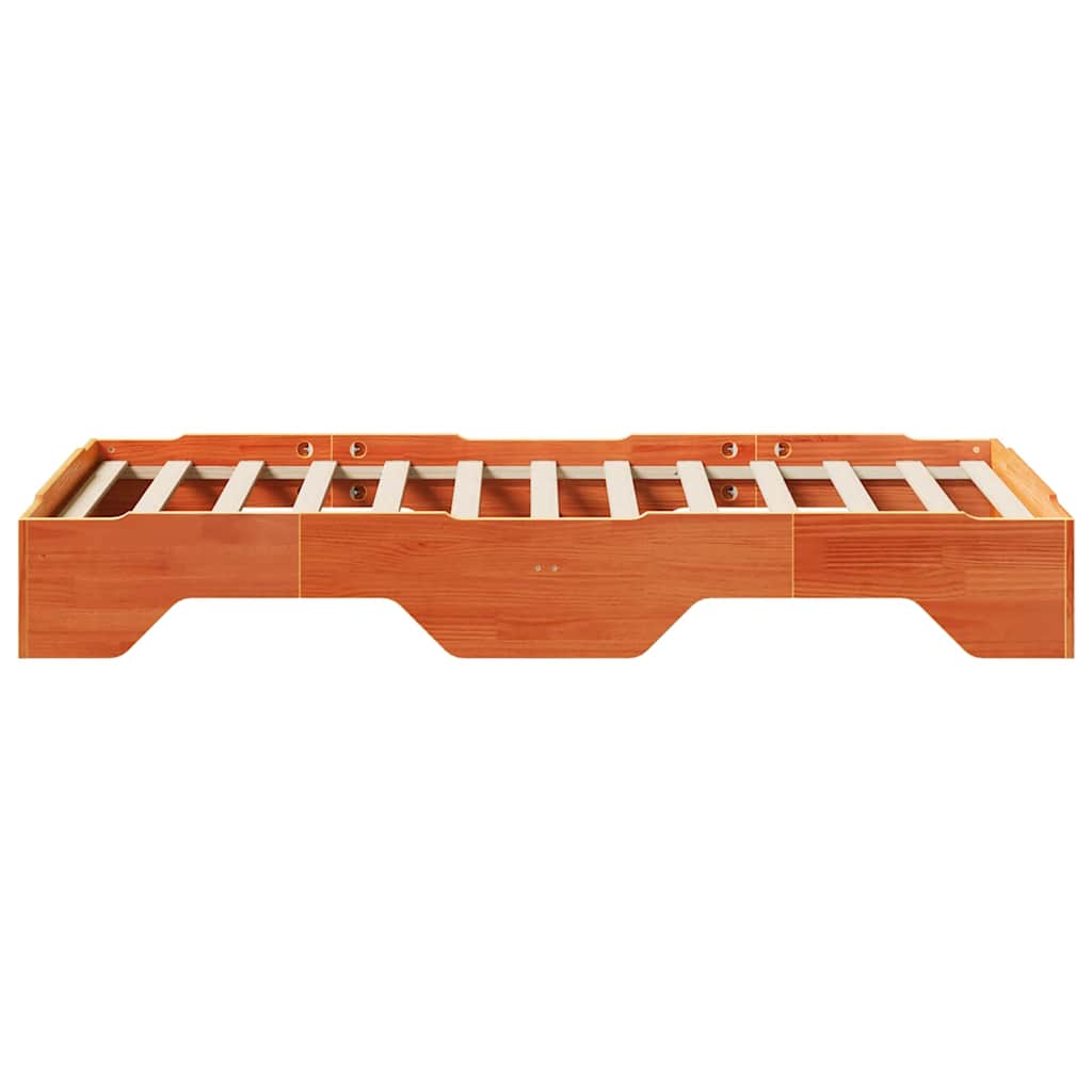 vidaXL Bed Frame No Mattress Stackable Wax Brown 75x190 cm Small Single Solid Wood