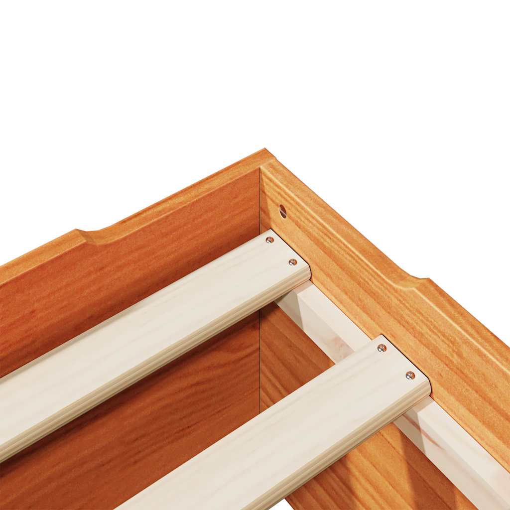 vidaXL Bed Frame No Mattress Stackable Wax Brown 75x190 cm Small Single Solid Wood