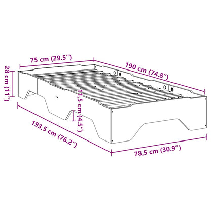 vidaXL Bed Frame No Mattress Stackable Wax Brown 75x190 cm Small Single Solid Wood